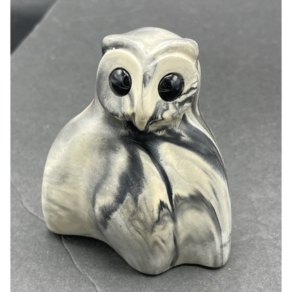 A Wolf Original Canada Hand Carved Owl Sculpture Soapstone Artist Signed